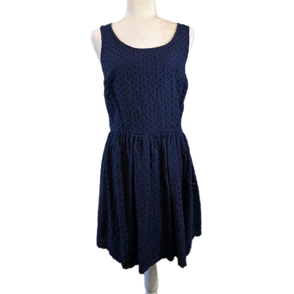 NWT Old Navy Dress Womens 12 Navy Eyelet Lace Sleeveless Scoop Neck Event Party